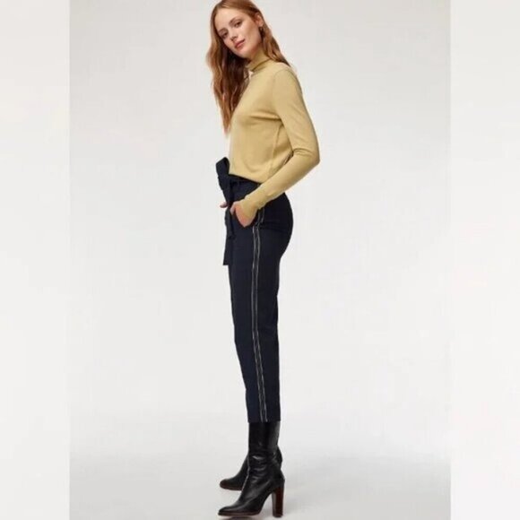 Aritzia Wilfred Jallade Tie Front Side Stripe Pant Crepe Size 0 - Picture 2 of 9